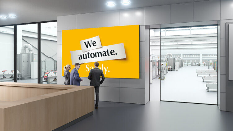 People walking through the foyer in the showroom