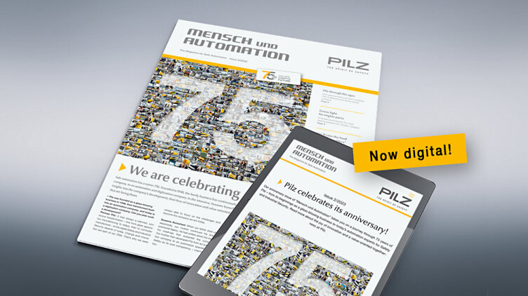 To accompany the printed version of “Mensch und Automation”, Pilz is launching a digital version of the magazine for safe automation - videos, animations, infographics and interactive elements will make the world of safe automation even clearer and help provide a better understanding of the background issues. (Photo: © Pilz GmbH & Co. KG)