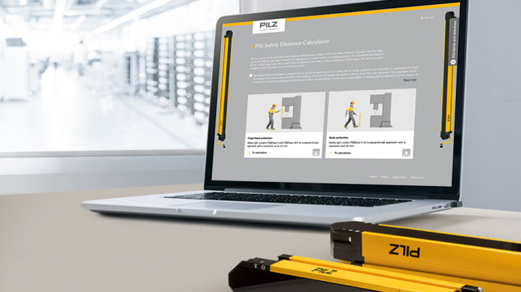 The new browser-based software tool “Safety Distance Calculator” from Pilz enables safety distances for common safety light curtains on the market to be calculated simply and quickly. The tool also suggests appropriate product types from the range of Pilz safety light curtains PSENopt or PSENopt II. (Photo: © Pilz GmbH & Co. KG)
